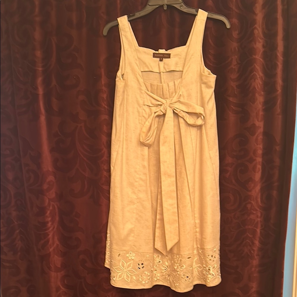 Ranna Gill off white, linen Sleeveless Square Neck Sundress